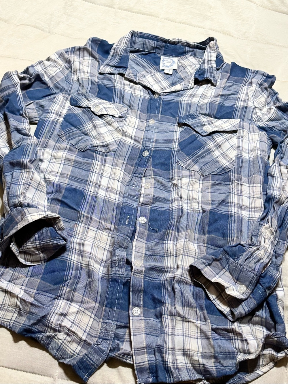 Blue Plaid Button-Up Shirt